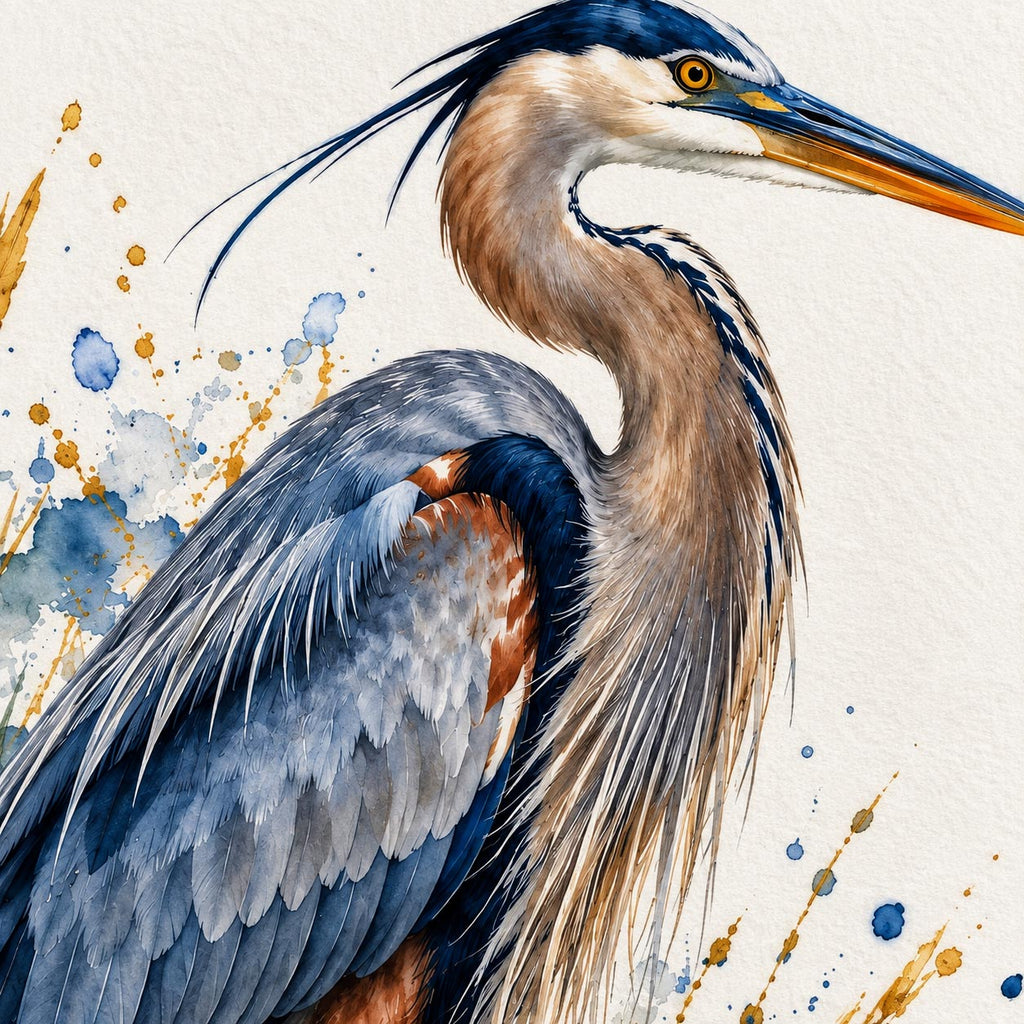 Great Blue Heron Watercolor Art Print | Canvas & Digital Download