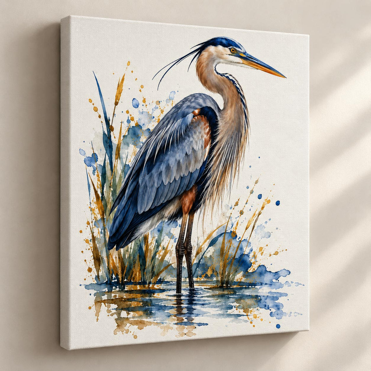 Great Blue Heron Watercolor Art Print | Canvas & Digital Download