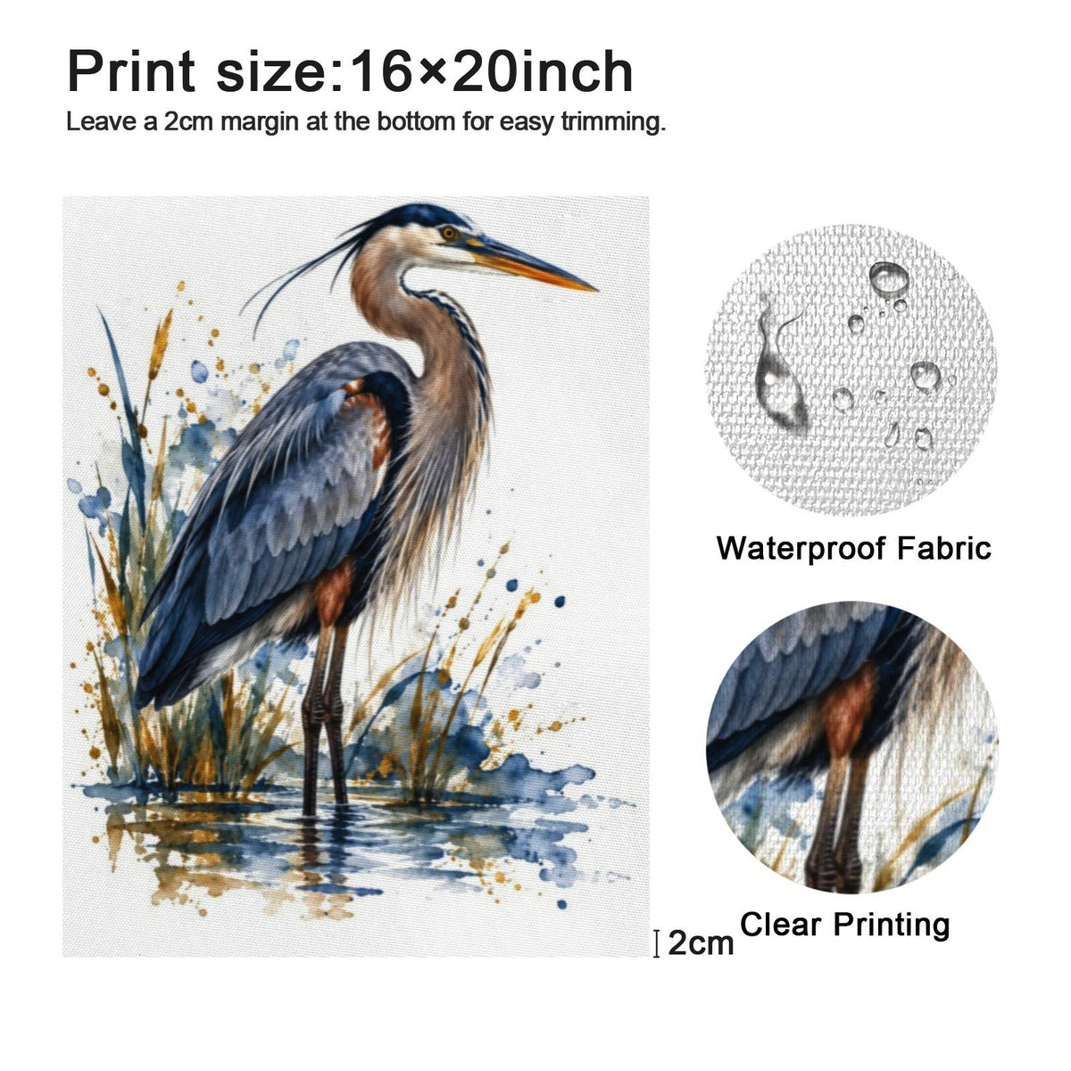 Great Blue Heron Watercolor Art Print | Canvas & Digital Download