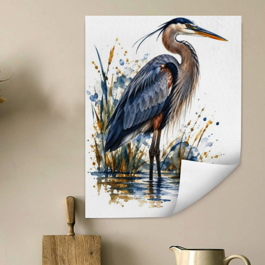 Great Blue Heron Watercolor Art Print | Canvas & Digital Download