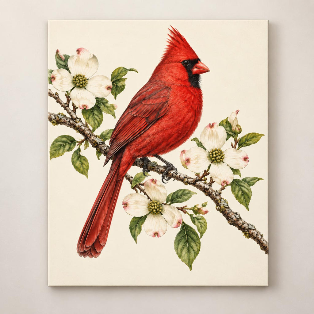 Northern Cardinal Vintage Art Print | Canvas & Digital Download