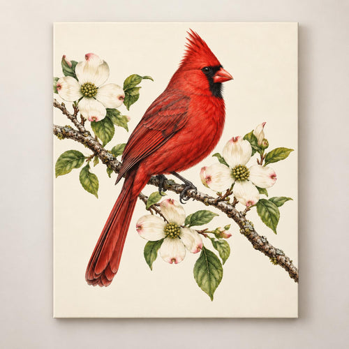 Northern Cardinal Vintage Art Print | Canvas & Digital Download