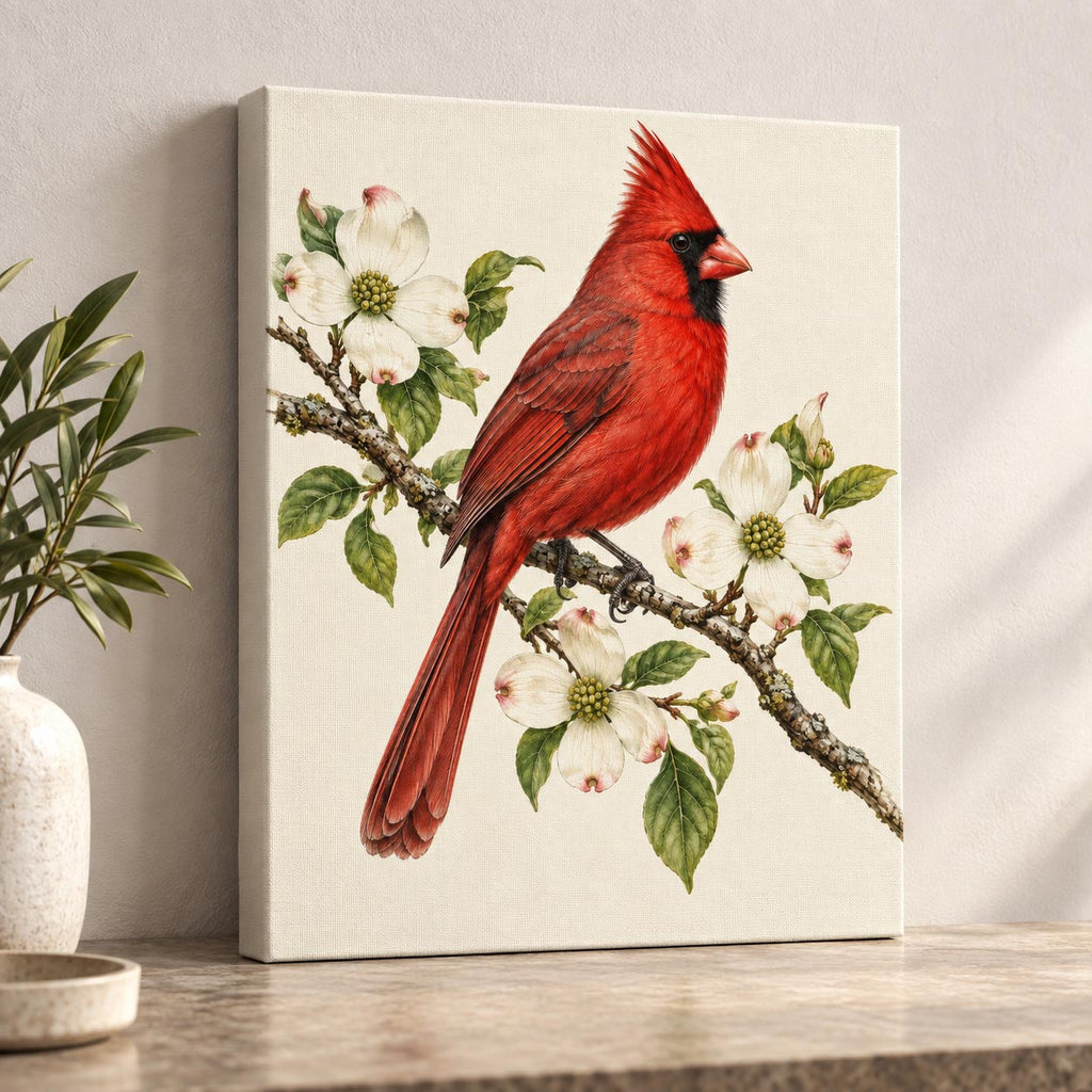 Northern Cardinal Vintage Art Print | Canvas & Digital Download
